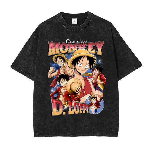 Designer Herren T-Shirts Affe D Luffy T Shirt Streetwear Vintage Wäsche Anime One-Stück T-Shirts Sommer Harajuku Kurzarm übergroße Oberteile Haikyuu Tees Männer 7126