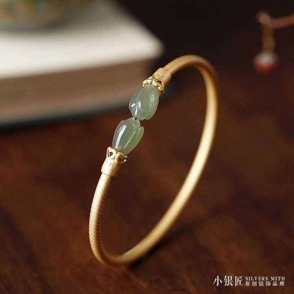 Bracelete original do charme Bracelets Serling Sier para mulheres hetian jade antiga orquidade de ouro de abertura retro chinesa bracelethkd2306 terling ier tyle hkd2306