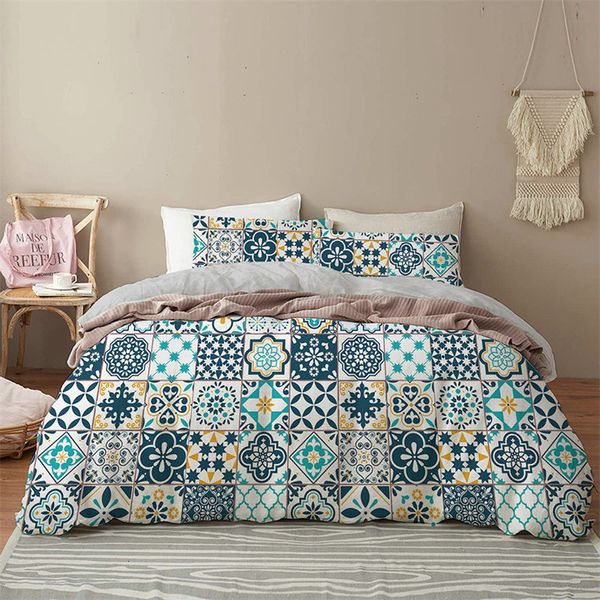 Set di biancheria da letto Bohemian Mandala Copripiumino Motivo geometrico Set di biancheria da letto Microfibra Elefante Copripiumino Federe per bambini Teen Room Decor 230625