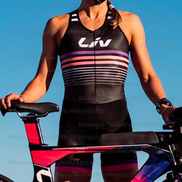 Abbigliamento da ciclismo Set One Piece Bike Triathlon Body senza maniche Body da donna Speedsuit Ciclismo Skinsuit Trisuit Custom Roupa Camisa Ciclismo FemininoHKD230625