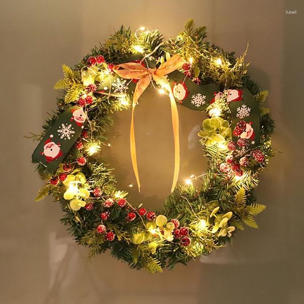 Guirlanda de natal de flores decorativas para porta da frente arranjo de frutas vermelhas ornamento de parede festa em casa guirlanda pendurada