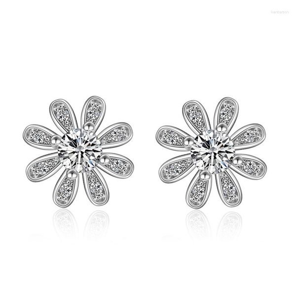 Ohrstecker 925 Sterling Silber Mode glänzende Kristallblume Ladies'stud Frauen Großhandel Schmuck Geburtstagsgeschenk Tropfen