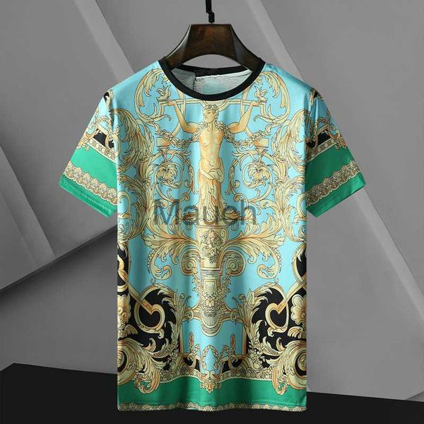 T-shirts masculinas de marca de moda camiseta masculina de luxo barroco camisetas goic 3d flor dourada real roupas masculinas 2021 verão casual tops camisetas j230625