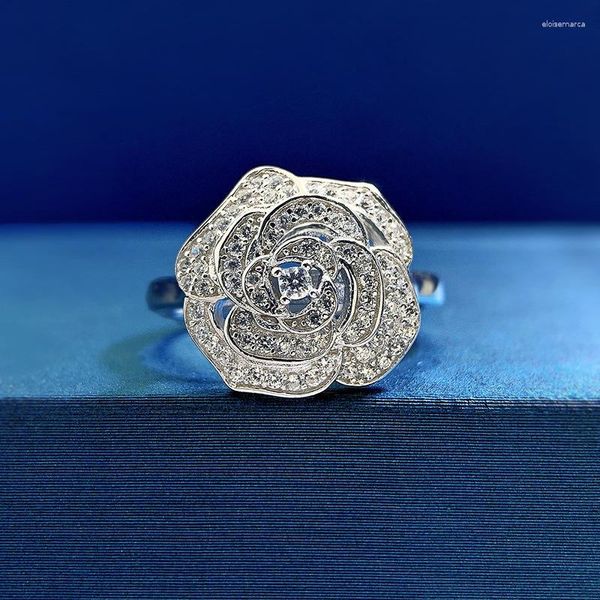 Küme Yüzükleri 2023 Yaz S925 Silver Mountain Camellia Ring Kadın Avrupa ve Amerikan Moda Lüks Seti