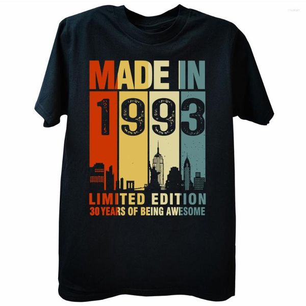 Camisetas masculinas engraçadas aniversário de 30 anos feitas em 1993 edição limitada incrível retrô vintagealgodão streetwear presentes para marido camisetas masculinas