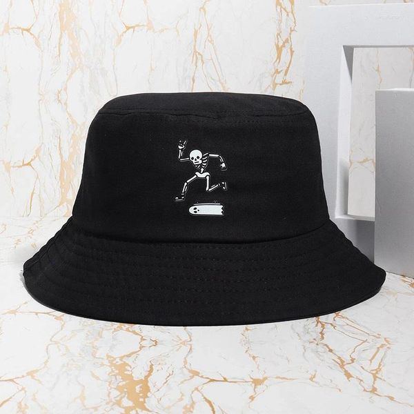 Bonnets 1pc Squelette personnalisé Skateboard Bucket Hat