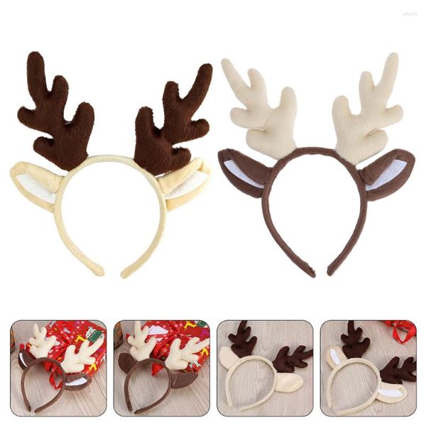 Bandanas 2 Pçs Antler Headband Decorativos Laços de Cabelo Adoráveis Cocares de Natal Acessórios para Festa de Natal Aros de Tecido