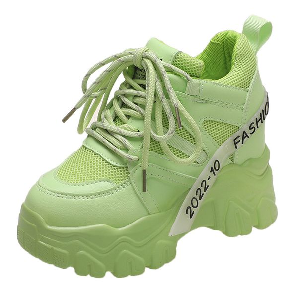 2023 frauen Plattform Turnschuhe Mesh Spitze Up Keil Versteckte Ferse Schuhe Sport Candy Farben Koreanische Stile Mädchen