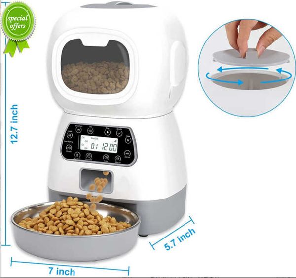 Alimentador para animais de estimação Quantidade de comida com tempo fixo inteligente Dispensador para animais de estimação para alimentação de cães e gatos Dispensador automático de alimentação lenta