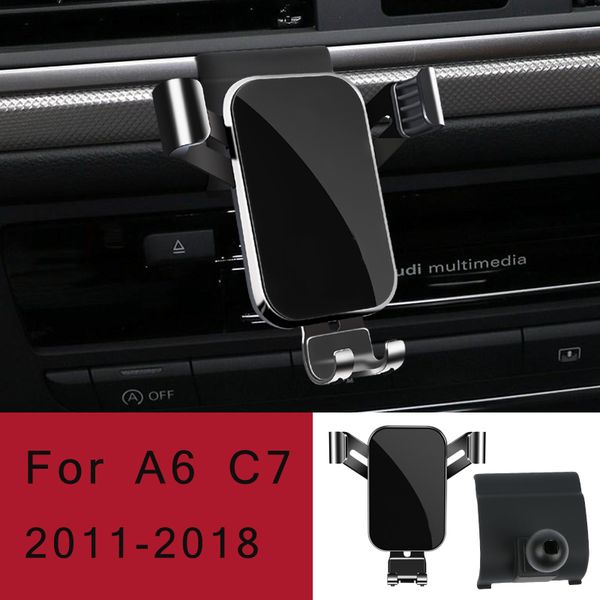 Audi A6 C7 C8 A7 4ka Hava Havalandırma Montaj Araba Stil Braketi GPS Stand Rotatable Destek Mobil Aksesuarlar