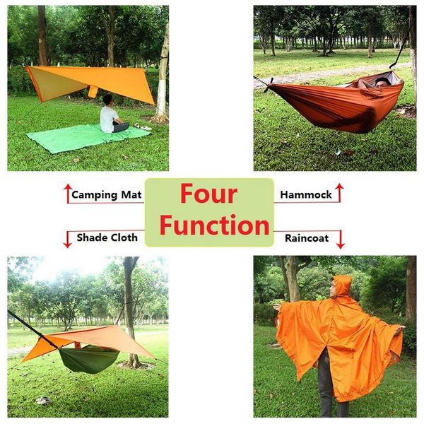 Mat Kamp Hamak Hammock Hafif 4in1 Yağmur Yağmur Kapağı Hamak Taşınabilir Hamak Güneşlik Mat Seyahat Yürüyüşü için