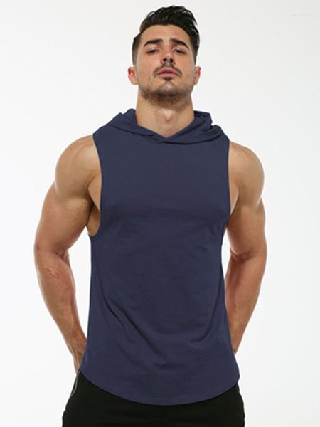 Moletons Masculinos Agasalho Masculino Colete Sem Mangas Musculação Sólido Verão Regata Preto Treino Roupa Esportiva Casual Streetwear