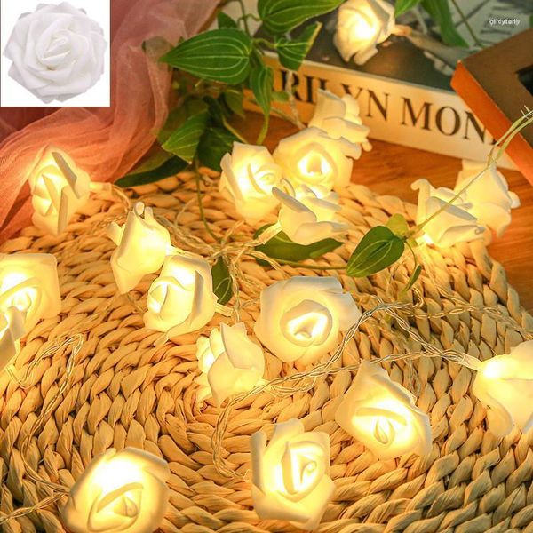 Fios USB/operado por bateria 10/20/40/80 LED Rose String Lights Artificial Flower Bouquet Garland For Valentine's Day Wedding Fairy Lamp