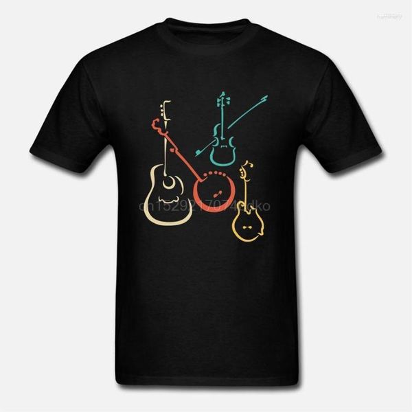 Herren T-Shirts Herren Retro Bluegrass Gitarren Banjos Geigen Mandolinen Shirt