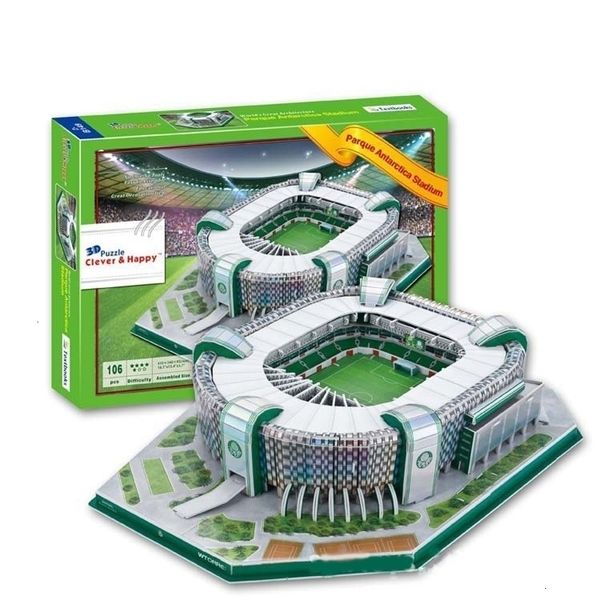 Play Mats Brazil Parque Antarktika Futbol Stadyumu Öğrenme 3D Kağıt DIY Jigsaw Bulmaca Modeli Eğitim Oyuncak Kitleri Hediye 230621