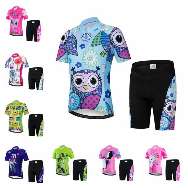 Conjuntos de roupas de ciclismo Crianças Roupas de ciclismo Conjunto de shorts Crianças Bicicleta Estrada Mountain MTB Bicicleta Maillot Ropa Ciclismo Top camisa terno Menino Menina Azul RosaHKD230625