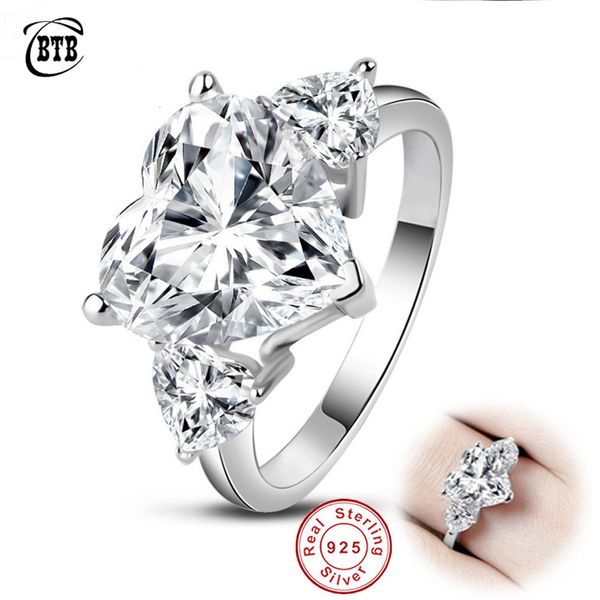 Anel Solitário Moda 100 925 Prata Esterlina Grandes Anéis Criados Casamento Diamantes em Forma de Coração Jóias de Luxo Atacado 230625