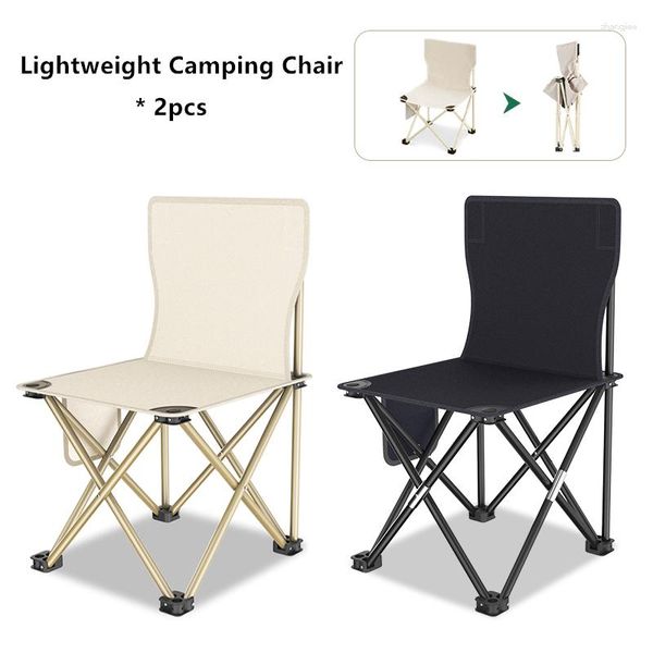 Móveis de acampamento 2 peças de material sólido cadeira de acampamento tecido Oxford leve relex dobrável portátil ao ar livre