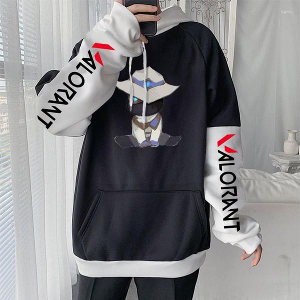 Herren Hoodies VALORANT Shooting Game Männer Harajuku Kawaii Cypher Cartoon Sweatshirt Hip Hop Übergroße Unisex Patchwork Winter