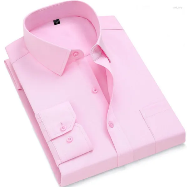 Camicie eleganti da uomo Camicia a maniche lunghe casual da uomo Twill Bianco Blu Rosa Nero Uomo Per uomo Marchio sociale 6XL 7XL 8XL 9XL