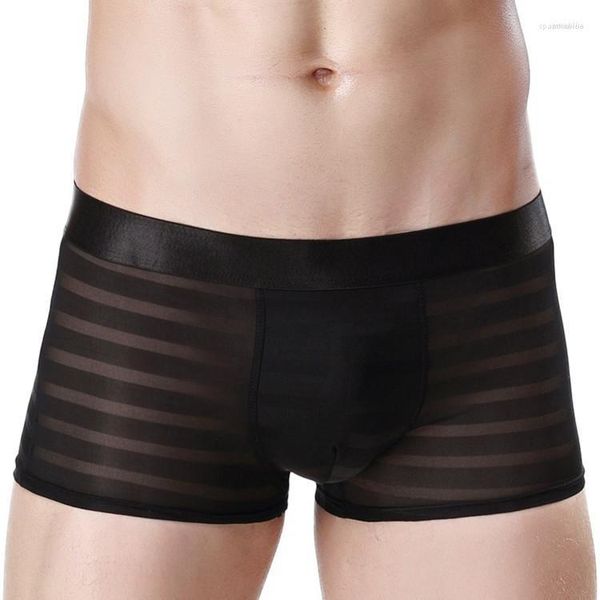 Cuecas 2 peças cuecas masculinas Boxer Modal Shorts de fibra de bambu Ice Mesh Hollow Respirável Sexy Confortável Boyshort
