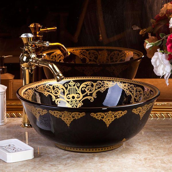 China Artistic Procelain Handmade Ceramic Lavabo Bathroom Sink handbemalte Waschbecken Vwpjo