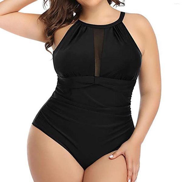 Blusas Femininas Moda Feminina Solta Respirável Sexy Siamês Conservador Renda Plissada Transparente Biquíni Tanga Maiô