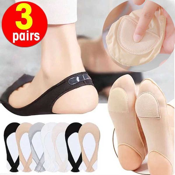 Calzini Calze 3 paia Calzini invisibili ultrasottili Barca Donna Calzini antiscivolo in silicone estivo Tacchi alti Scarpe da ghiaccio Calze a mezza mano in seta