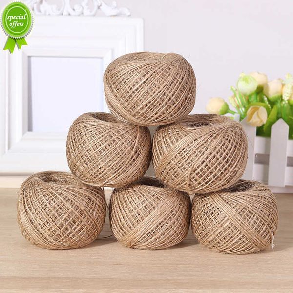 100 m/rolo longo barbante de juta natural cordão de linho rústico corda de cânhamo embalagem de presente linha de corda para acessórios de decoração de casa faça você mesmo