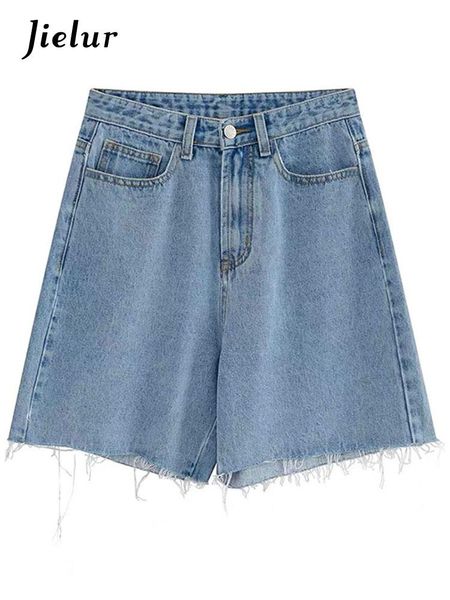 Shorts Jielur Streetwear Blaue Baumwolle Denim Shorts Jeans Koreanischen Stil Sommer Halblange Kurze Feminino Hohe Taille Biker Shorts