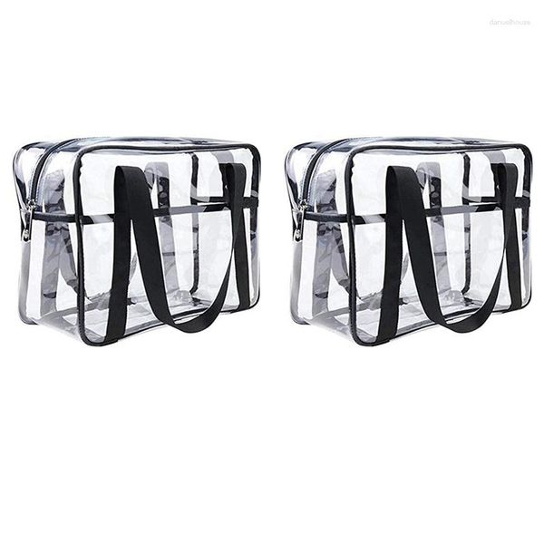 Kosmetiktaschen 2x Tasche Transparente Handtasche Verdickte Wasserdichte Make-up-Künstler Große Windel Schulter