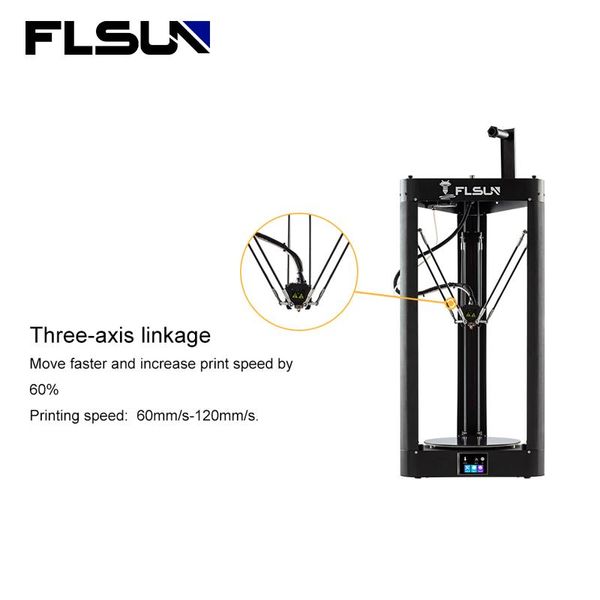 Yazıcı FLSUN 3D YAZICI QQSPRO Yüksek Hızlı Otomatik Anahtar Büyük Baskı Boyutu Kossel Delta Dokunmatik Ekran WiFi Modülü 32bit Tahtası