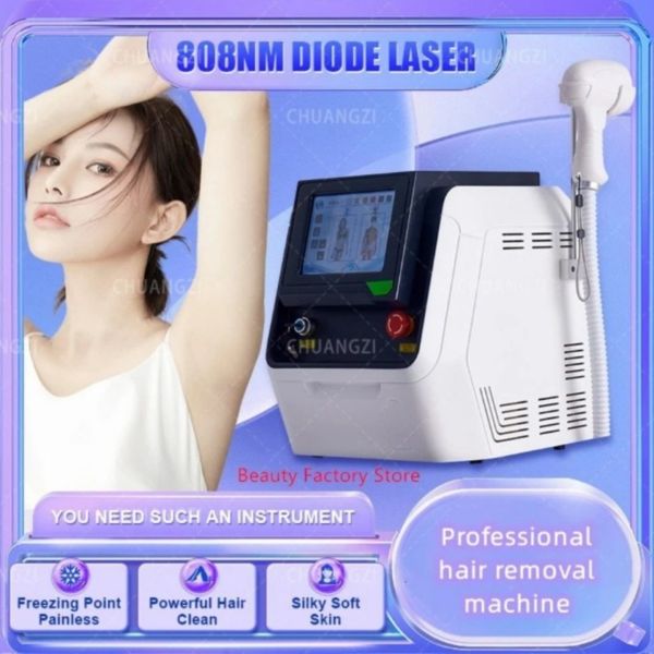 2024 808nm Diodenlaser-Haarentfernungsmaschine Drei Wellenlängen Eis Titan schmerzlose Hautverjüngung Ance-Behandlung Schönheitsmaschine