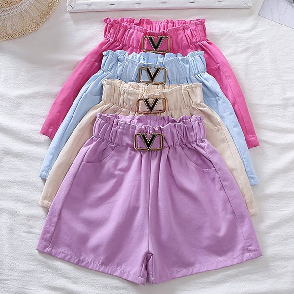 Shorts EACHIN Baby Girls Shorts cintura elástica cor sólida calças curtas crianças calças largas calças casuais verão roupas infantis para 2-12 anos 230625