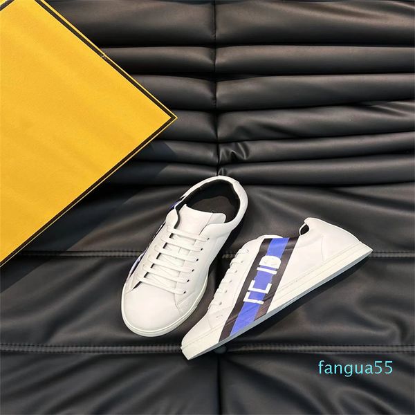 2023-Perfect Brand Men Letter Sneaker Shoes White Rubber Sole Bezerro Lace Up Skate White Black Leather Comfort Footwear Walking EU38-46