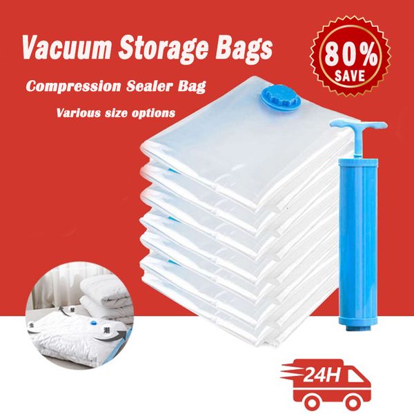 Vêtements Garde-robe Stockage Sac sous vide Gain de place Sacs de compression pour couettes Oreiller Vêtements Literie Couverture Organisation Réutilisable 230625