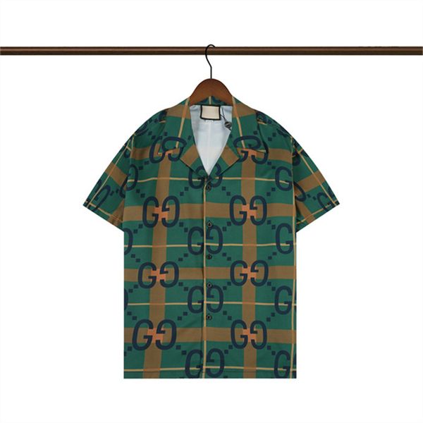 Camisa casual masculina de grife de alta qualidade Burbereys Camisas De Hombre Fashion estampada geométrica de manga curta lapela empresarial versátil M-3XL034
