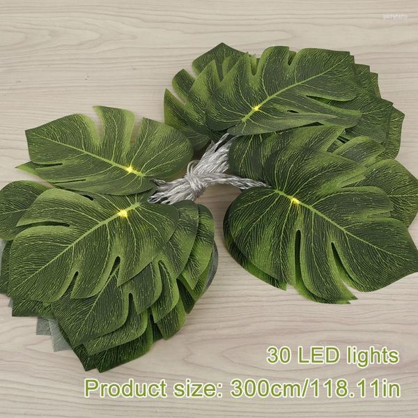 Strisce 30 LED String Lights Artificiale Monstera Leaf Fairy Leaves Wall Hanging Vine Party Christmas Home Decor