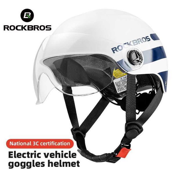 Велосипедные шлемы ROCKBROS Googs Bicyc Helmets Мужчины Женщины ABS PC Bike Half Helmet 3C Motorcyc Scooter E-bike Велоспорт Сверхлегкий защитный шлем HKD230626