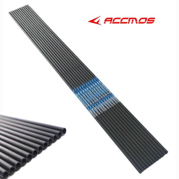 Arco Seta 12 peças DIY 32/33 polegadas Coluna 300/350/400/500/600/700/800 Eixo de Seta de Carbono Puro ID6.2mm Acessório de Seta para Caça DIY HKD230626