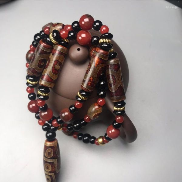 Catene che vendono collana di perline Dzi naturali gioielli con ciondoli da donna intagliati a mano per donna uomo accessori moda A012