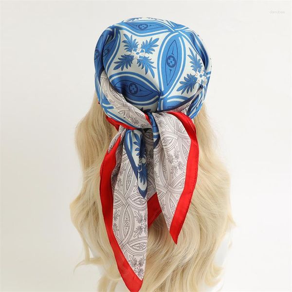 Cachecóis Lenço Quadrado De Seda De Luxo Para Mulheres Design Xale Cetim Hijab Moda Envoltórios Lenço de Pescoço Feminino Faixas de Cabelo Fita Bandana Bandana