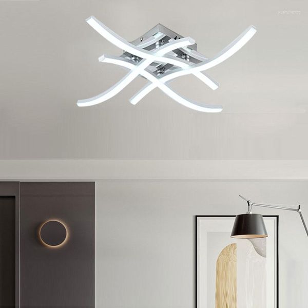 Kronleuchter 4 gebogene Design-Board-LED-Deckenleuchten modern für Wohnzimmer Schlafzimmer Esszimmer Küche Flur Lampe