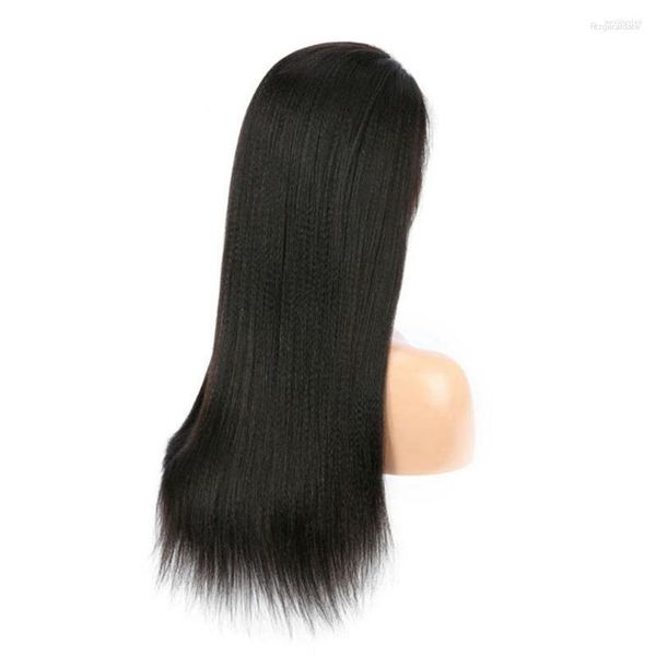 Yaki-Perücke, gerade, mit Spitze vorne, natürlicher Haaransatz, Remy-Echthaar, 150 % Dichte, vorgezupft, für schwarze Frauen