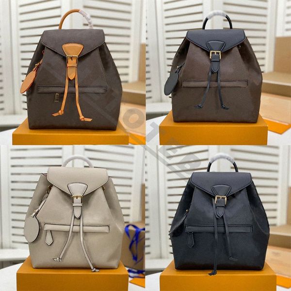 Montsouris BB PM Rucksack Palm Springs Mini-Rucksack Designer-Rucksäcke aus geprägtem Leder Schultertrage Magnetschnallenverschluss mit Kordelzug Einzelgriff