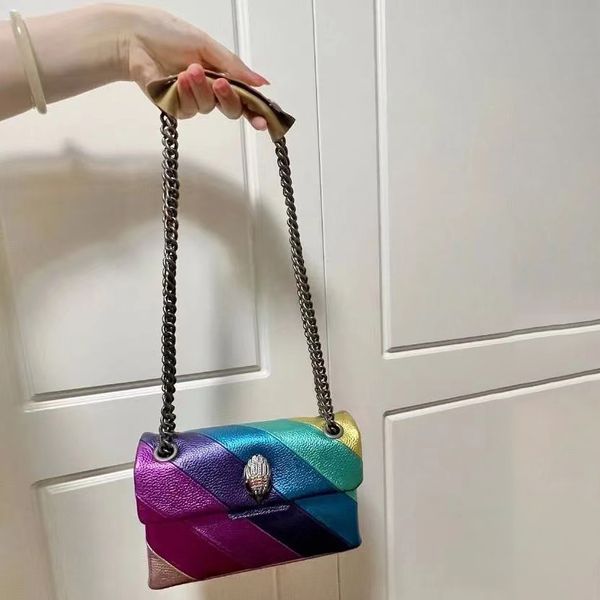 Luxus-Designer Kurt Geiger Damen-Regenbogen-Tasche aus echtem Leder, Reise-Kosmetik-Handtasche, Clutch, Hobo-Schulter-Kuriertaschen, Umhängetasche, Herren-Brieftasche, Umschlagtaschen