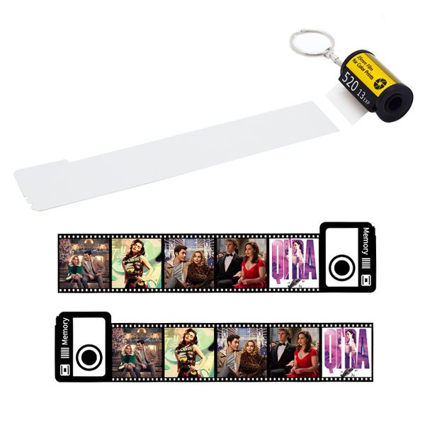 Sublimazione Memory Film Blank Keychain Home Camera Roll stampa a trasferimento termico Portachiavi Regalo Anniversario Nuovo fai da te Personalizzato B5
