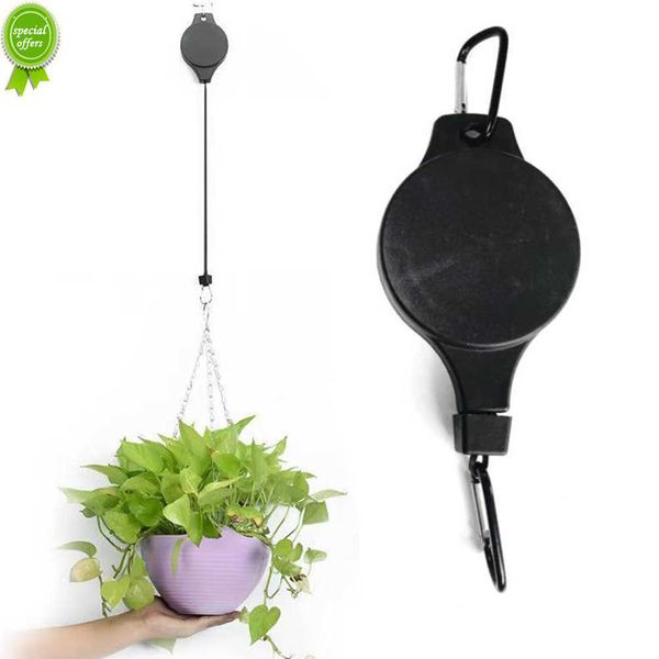 90cm Forte Retrátil Cesta Pendurada Puxada Cabide Polia Planta Jardim Cabide Flor Cabide Gancho Cestas de Jardim Vasos de Plantas Gancho