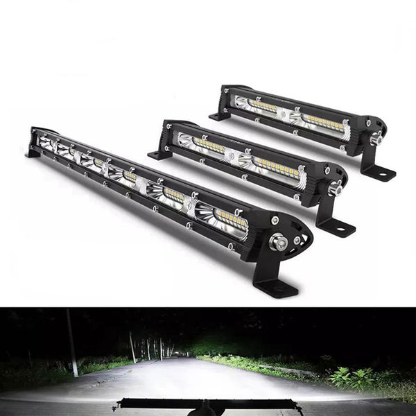 LED-Arbeitsscheinwerfer, ultradünn, einreihig, 60 W, 120 W, 180 W, LED-Lichtleiste, geeignet für Geländewagen, SUV, LKWs, Traktoren, Nebelscheinwerfer, 12 V/24 V, Spot-Flutlichtleiste, Schwarz