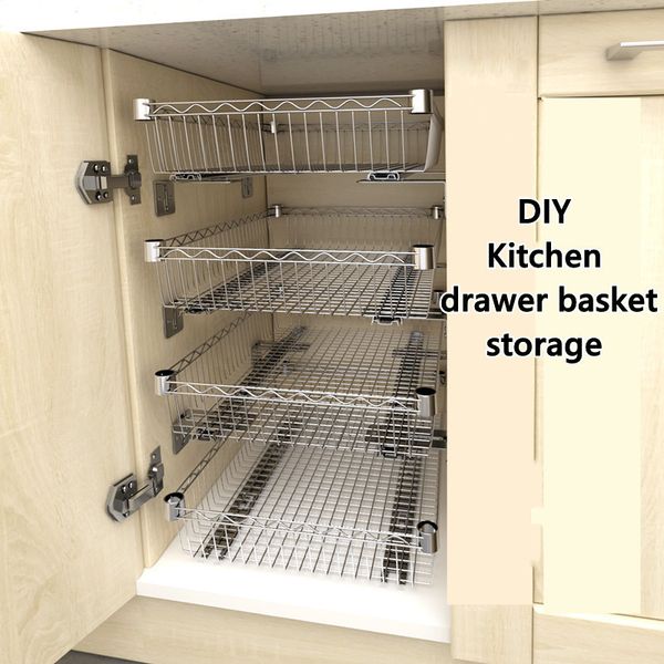 Aufbewahrungsschubladen DIY Schrank Schubladenkorb Küchenregal Organizer Schiebeschrank Ausziehbares Metallgeflecht 230625